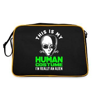 Funny Alien Alien Gift - Retro Bag - black/gold - Back