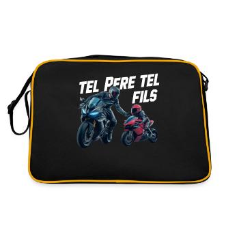 Tel Père Tel Fils Motard Cadeau Humour Moto Course - Sac Retro - noir/or - Dos