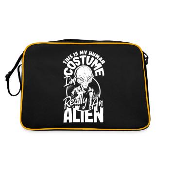 Funny Alien Alien Gift - Retro Bag - black/gold - Back