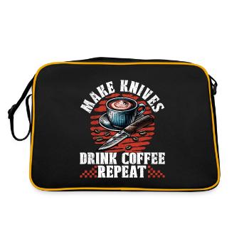 Blade Forging Make Knives Drink Coffee Ironsmith - Retro Tasche - Schwarz/Gold - Hinten