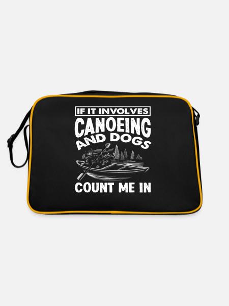 Canoeing Dog Dogs Hobby Canoe - Retro Bag - black/gold - Back