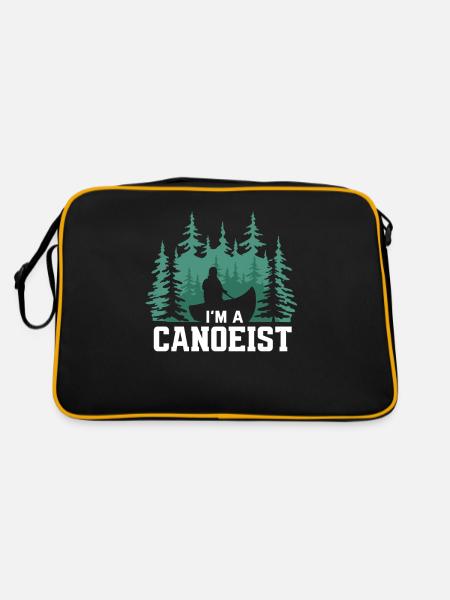 Kanufahrer Rudern Kanu - Retro Tasche - Schwarz/Gold - Hinten