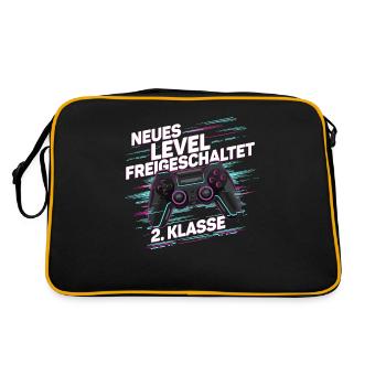 Jungen Schulkind 2. Klasse Gamer Zocker - Retro Tasche - Schwarz/Gold - Hinten
