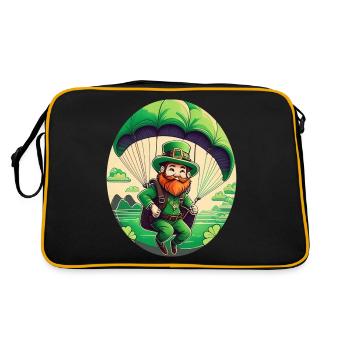 St. Patrick's Day Kleeblatt Gleitschirmfliegen - Retro Tasche - Schwarz/Gold - Hinten