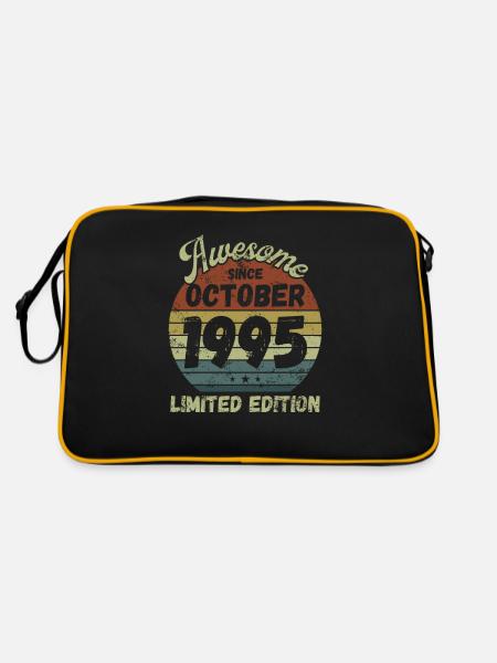 Awesome since October 1995 - Geburtstag - Retro Tasche - Schwarz/Gold - Hinten