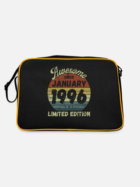 Awesome since January 1996 - Geburtstag - Retro Tasche - Schwarz/Gold - Hinten