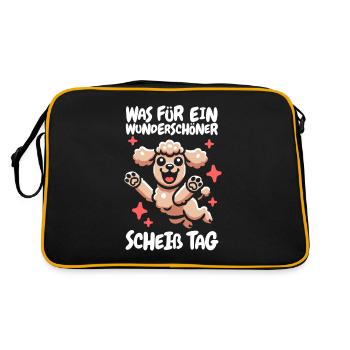 Pudel Wunderschöner Tag - Retro Tasche - Schwarz/Gold - Hinten