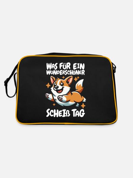 Corgi Beautiful Day - Retro Bag - black/gold - Back
