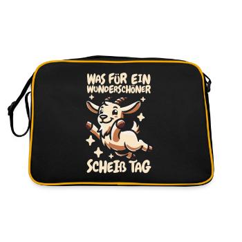 Ziege Wunderschöner Tag - Retro Tasche - Schwarz/Gold - Hinten