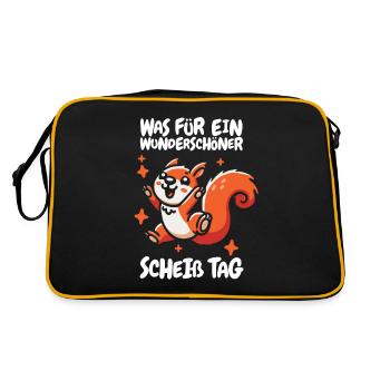 Eichhörnchen Wunderschöner Tag - Retro Tasche - Schwarz/Gold - Hinten
