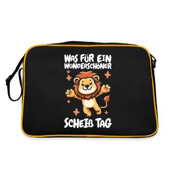 Löwe Wunderschöner Tag - Retro Tasche - Schwarz/Gold - Hinten