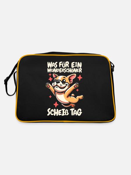 French Bulldog Beautiful Day - Retro Bag - black/gold - Back