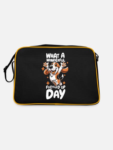 Bassett Dog Fucked Up Day - Retro Bag - black/gold - Back