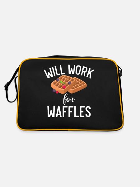 Waffle Lover Gifts - Retro Bag - black/gold - Back
