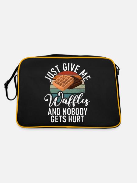 Waffle Lover Gifts - Retro Bag - black/gold - Back