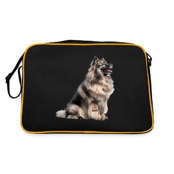 Keeshond Dad Papa - Sac Retro - noir/or - Dos