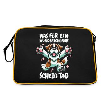 Bernhardiner Wunderschöner Tag - Retro Tasche - Schwarz/Gold - Hinten