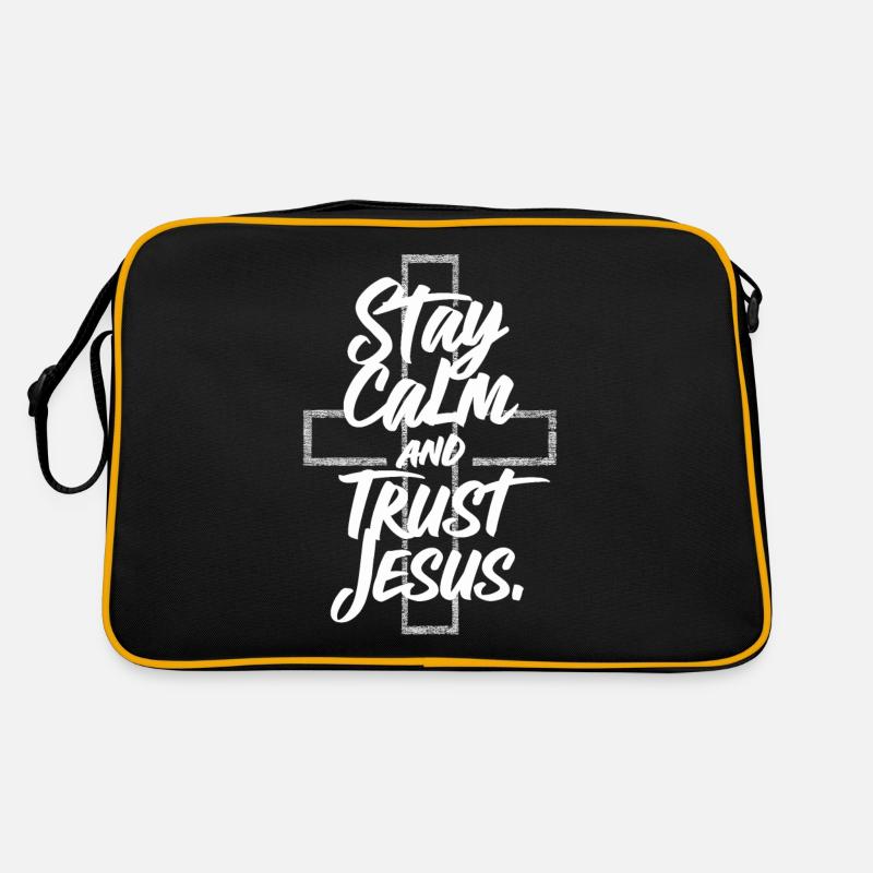 Restez calme et faites confiance à la déclaration chrétienne de Jésus - Sac Retro - noir/or