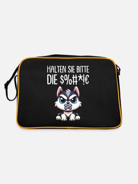 Husky sibérien s’il vous plaît, taisez-vous - Sac Retro - noir/or - Dos