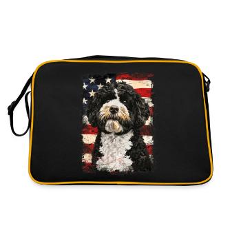 Portuguese Water Dog, America Usa - Retro Bag - black/gold - Back