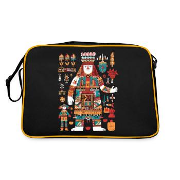 Itzamna Maya Gott Mayanische Mythologie - Retro Tasche - Schwarz/Gold - Hinten