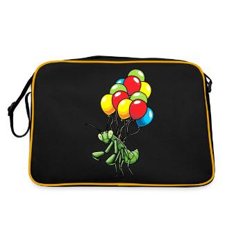 Praying mantis hanging from balloons - Retro Bag - black/gold - Back