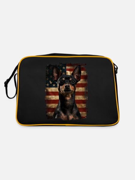 Pinscher nain Amérique États-Unis - Sac Retro - noir/or - Dos
