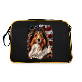 Shetland Sheepdog Amerika Usa - Retro Tasche - Schwarz/Gold - Hinten