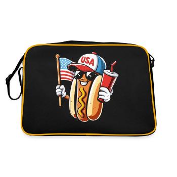 4th of July Hot Dog USA Flag and Drink - Retro Bag - black/gold - Back