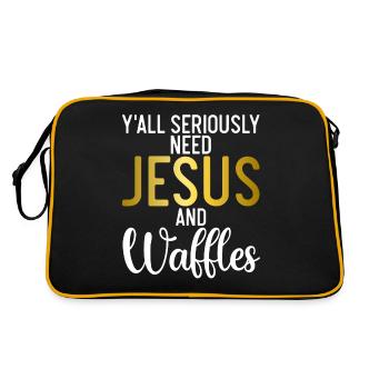Waffle Lover Gifts - Retro Bag - black/gold - Back