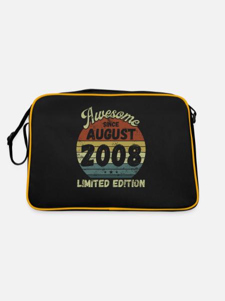Awesome since August 2008 - Geburtstag - Retro Tasche - Schwarz/Gold - Hinten