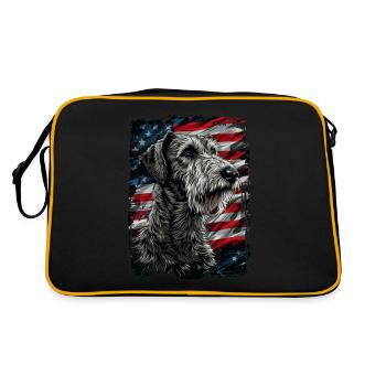 Irish Wolfhound, Amérique États-Unis - Sac Retro - noir/or - Dos