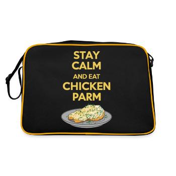 Bleib Ruhig Und Iss Chicken Parm Italienisches - Retro Tasche - Schwarz/Gold - Hinten