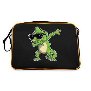 Chameleon dabbing with sunglasses - Retro Bag - black/gold - Back