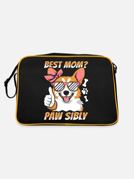 Corgi Mutter Meilleure maman Pawsibly - Sac Retro - noir/or - Dos