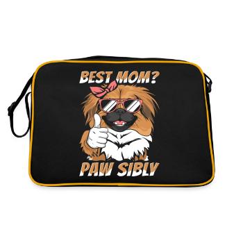 Pékinois Mutter Meilleure Maman Pawsibly - Sac Retro - noir/or - Dos