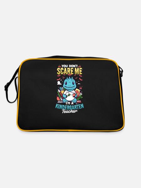 Kindergärtnerin, du erschreckst mich nicht - Retro Tasche - Schwarz/Gold - Hinten