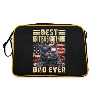 British Shorthair Papa - Retro Tasche - Schwarz/Gold - Hinten