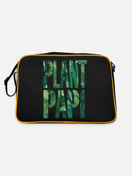 Plant Papi Gärtner Papa Natur Liebhaber - Retro Tasche - Schwarz/Gold - Hinten