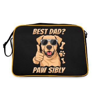 Labrador Vater Best Dad Pawsibly - Retro Tasche - Schwarz/Gold - Hinten