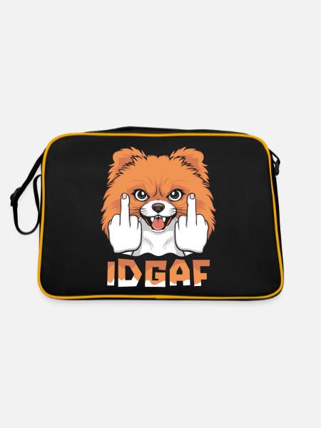 Pomeranian Idgaf - Retro Tasche - Schwarz/Gold - Hinten