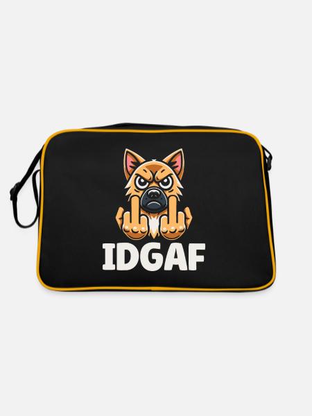 German Shepherd Idgaf - Retro Bag - black/gold - Back