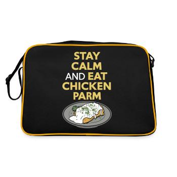 Restez calme et mangez du poulet parm italien - Sac Retro - noir/or - Dos