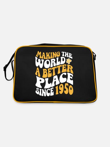 1950 Geburtstag Vintage Hippie Groovy - Retro Tasche - Schwarz/Gold - Hinten