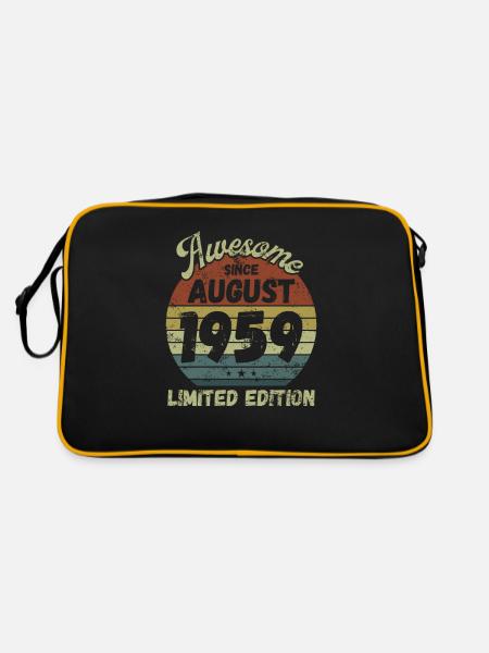 Awesome since August 1959 - Geburtstag - Retro Tasche - Schwarz/Gold - Hinten