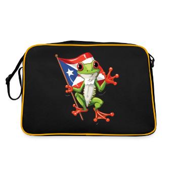 Coqui Frosch Symbol Taino Boricua Puerto - Retro Tasche - Schwarz/Gold - Hinten