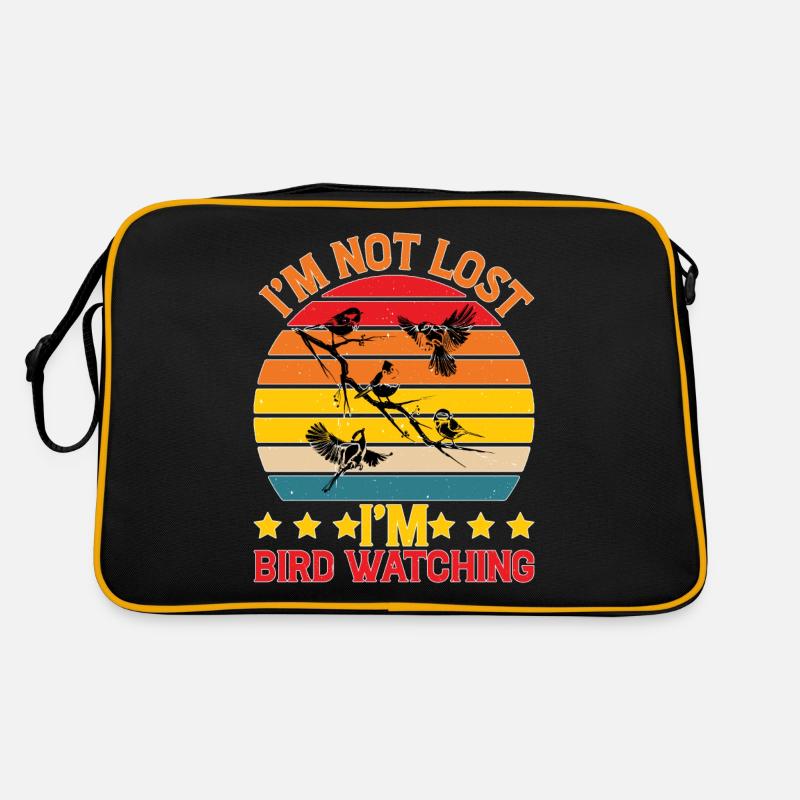 I'm Not Lost I'm Bird Watching - Retro Tasche - Schwarz/Gold
