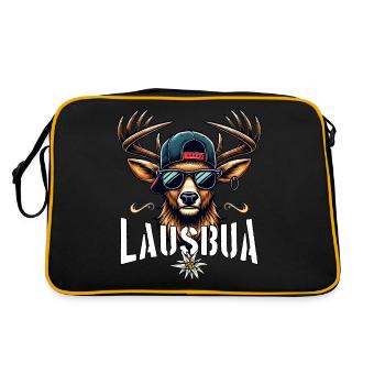 Tracht Kinder Lausbua T-Shirt Herren Trachtenshirt - Retro Tasche - Schwarz/Gold - Hinten