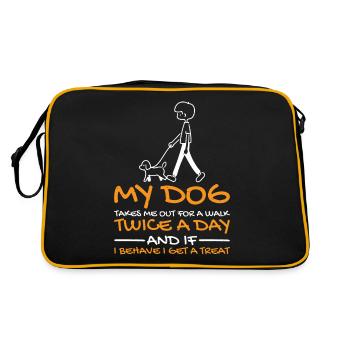 Le chien me promène deux fois par jour, se comporter pour la friandise 3 - Sac Retro - noir/or - Dos