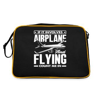 Pilot Flugzeuge Fliegen Piloten - Retro Tasche - Schwarz/Gold - Hinten